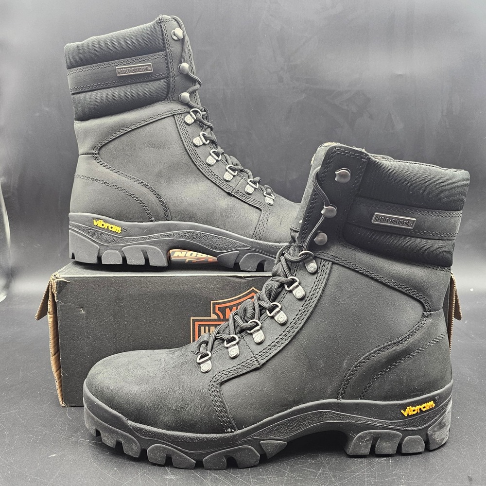 Harley Davidson Mens toleman 8" lace Black motorcycle Boots D96235 Size 9.5 M